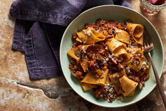 Bolognese sauce with low carb pappardelle - low-carb keto-friendly noodles recipe